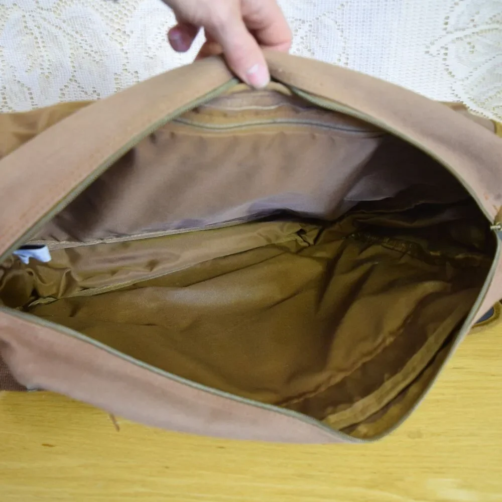 Ogio Canvas Khaki Camel Messenger Book Bag Shoulder Strap Carry On School Work